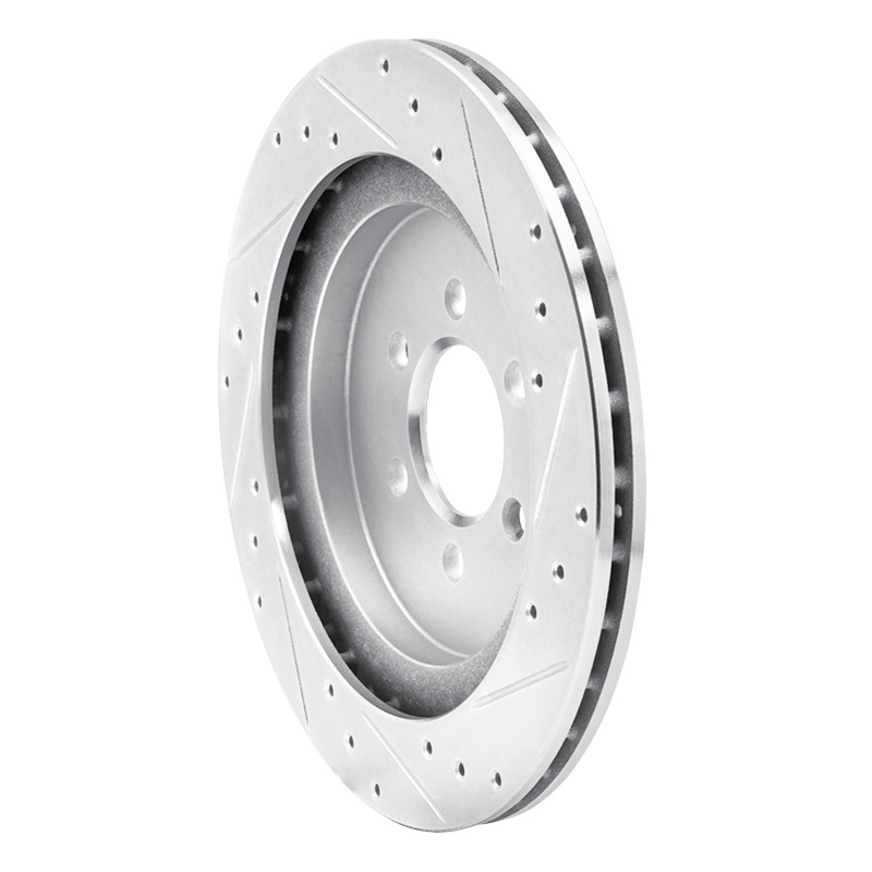 Dodge Viper Brake Rotor (1) - Rear Left - R1 Concepts - Drilled & Slotted - Silver - `92-`02